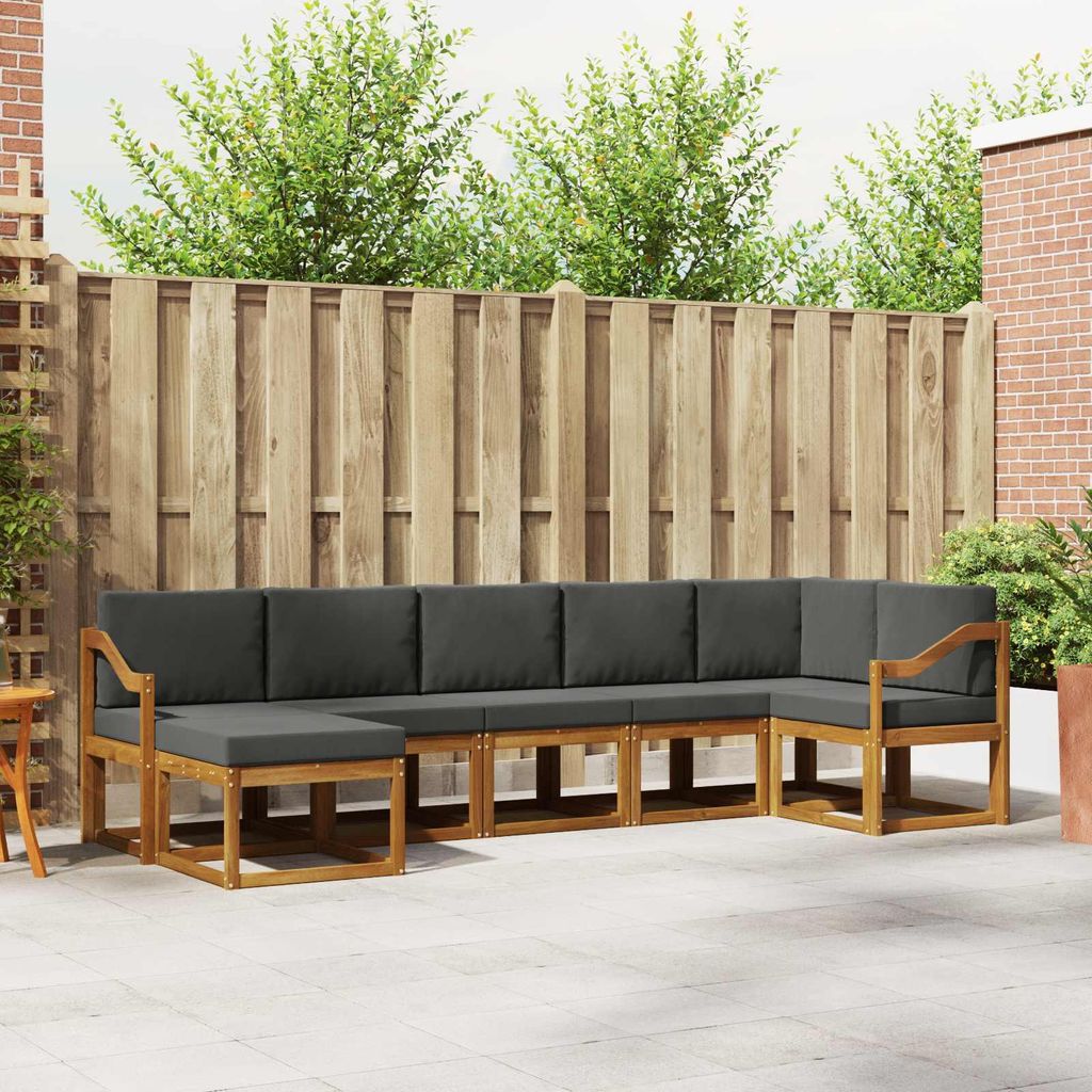 "Neues Produkt" Outdoor-Sofagarnitur ANTI-UV - CLORIS - mit Kissen - 7 pcs - Natur und Anthrazit - Modern Gartensofas V141