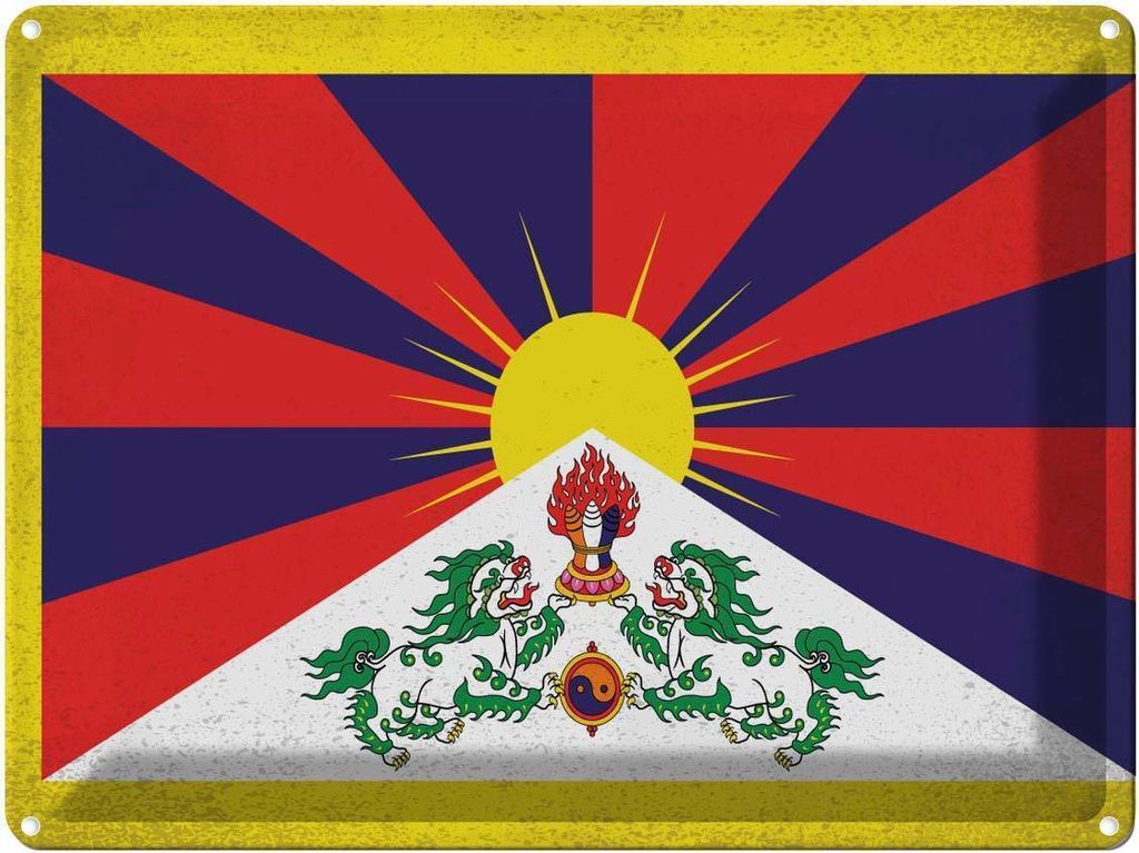 vianmo Blechschild 30x40 cm Tibet Flagge Fahne Wappen