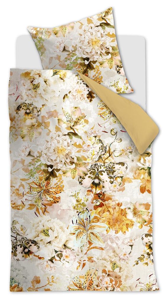 Beddinghouse Mako-Satin-Bettwäsche-Garnitur Mellow Breeze Farbe Gelb Größe 135 x 200 cm + 1x 80 x 80 cm