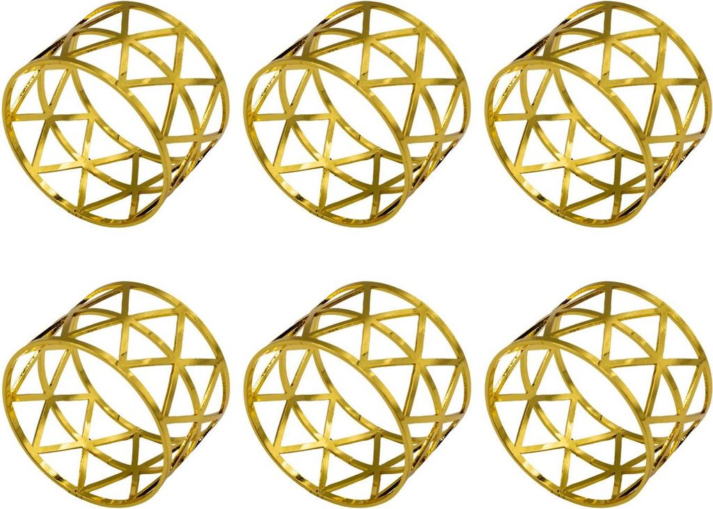 Intirilife Serviettenringe 6 Stück aus Edelstahl in Gold - 4.5 x 3 cm - Serviettenhalter Set Serviettenschnalle Dreieck Muster Tischdeko Serviette...