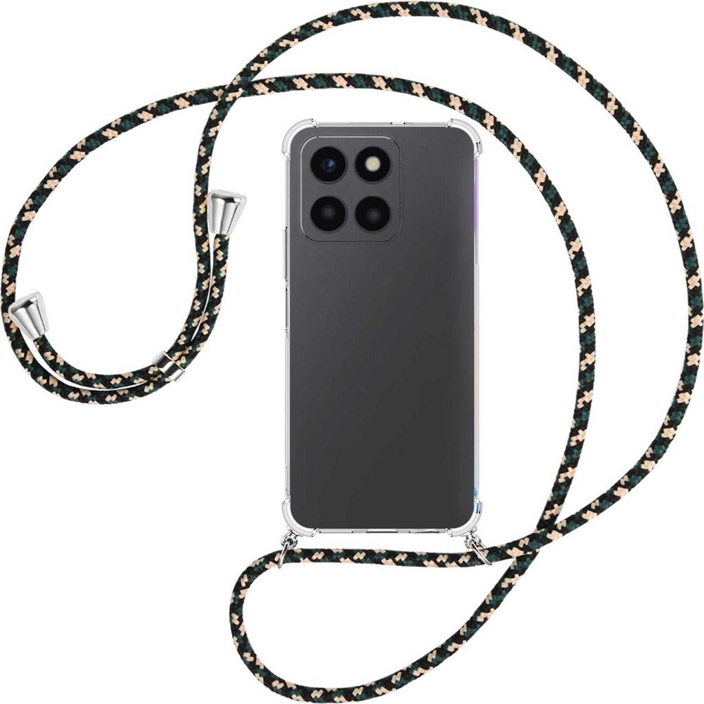 Handykette Backcover-Schutzhülle mit Band (Metall silberfarben) für Honor X6a (WDY-LX1, 6.56'') - camouflage