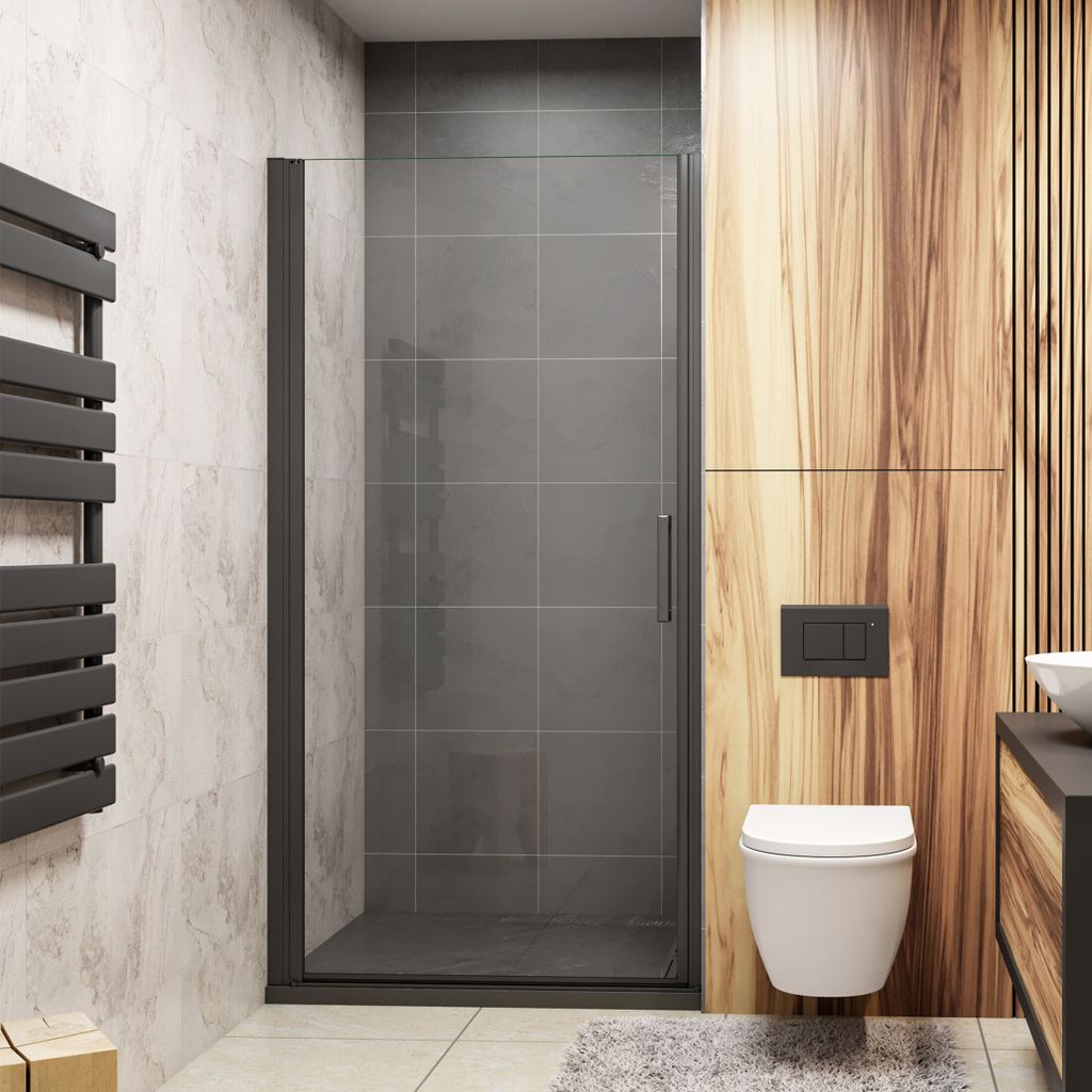 90x200cm Schwarz Duschtür Duschkabine Nischentür Duschabtrennung 8mm ESG NANO