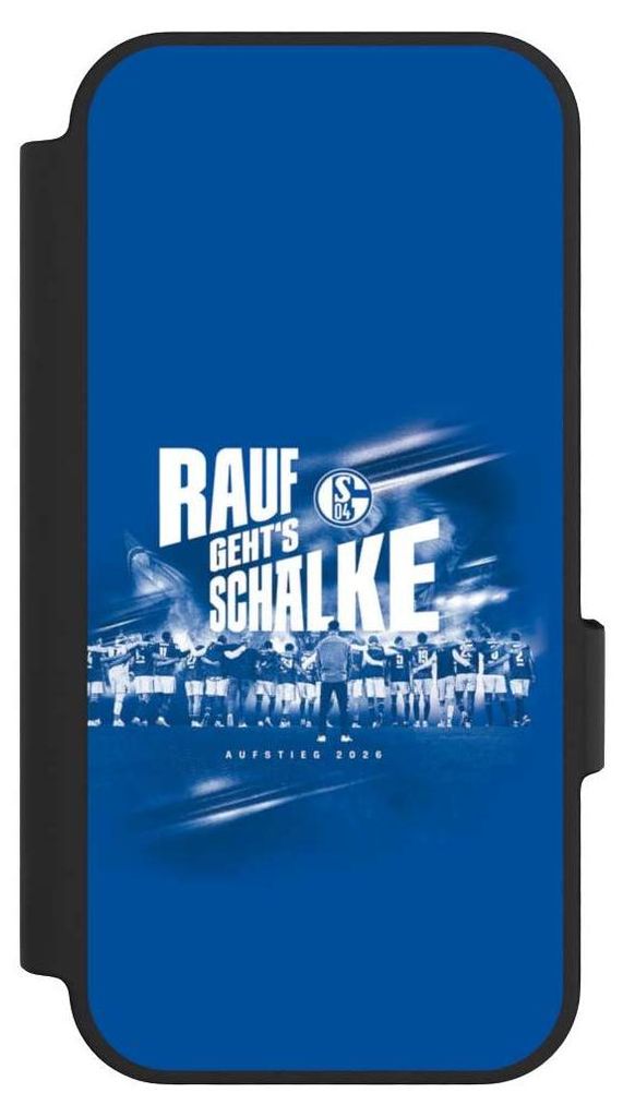 NIVOCASE Klapphülle für Google Pixel 10 Pro Handyhülle aus Kunst Leder NIVOflip schwarz Aufstieg FC Schalke 04 Offizielles Lizenzprodukt