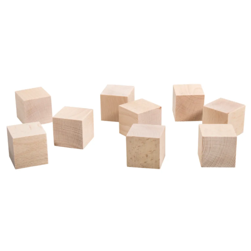 Cubes en bois brut 45mm à peindre ou graver - Boîte de 9 pièces