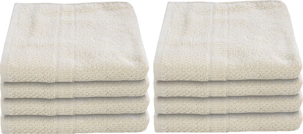 Handtücher - Beige - 50 x 90 cm - Baumwolle - Popcorn Design - 8er Set