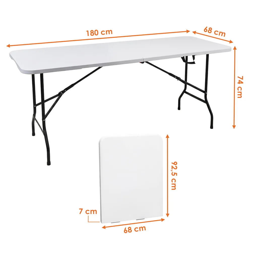 Table de camping pliante résistante aux UV et intempéries - Acier blanc