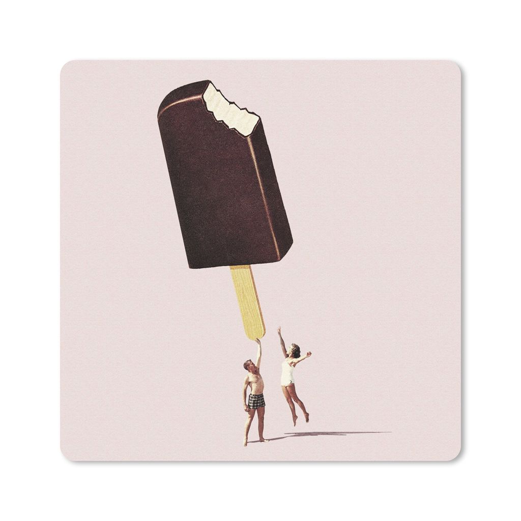 MuchoWow Mauspad Mousepad Eiscreme - Schokolade - Pastell - Vintage 20x20 cm - Mousepads - Maus Mat - Pad - Mausunterlage - Desk Mat - Bureauarti...