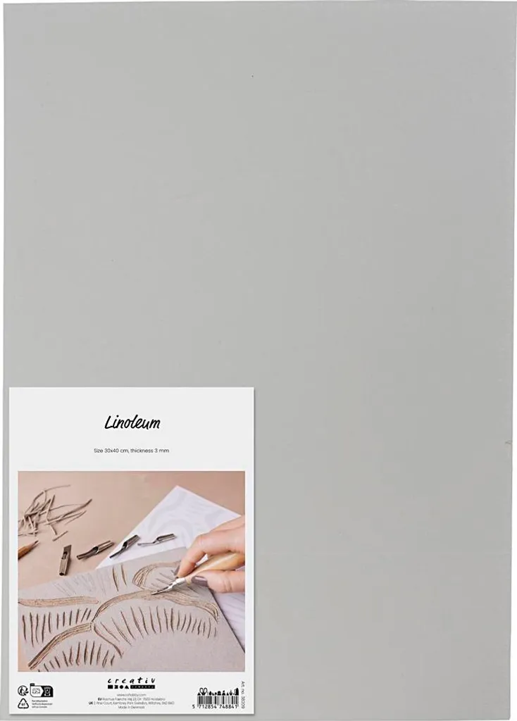 Plaque de linoléum Creativ Company 30x40cm gris clair pour gravure