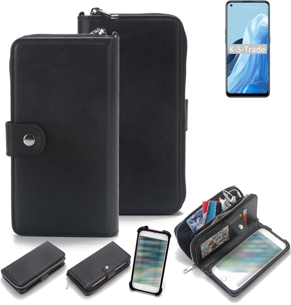 K-S-Trade 2in1 Handyhülle Schutzhülle kompatibel mit Oppo Find X5 Lite & Portemonnee Cover Handy Hülle Case Etui Geldbörse Wallet Bookstyle