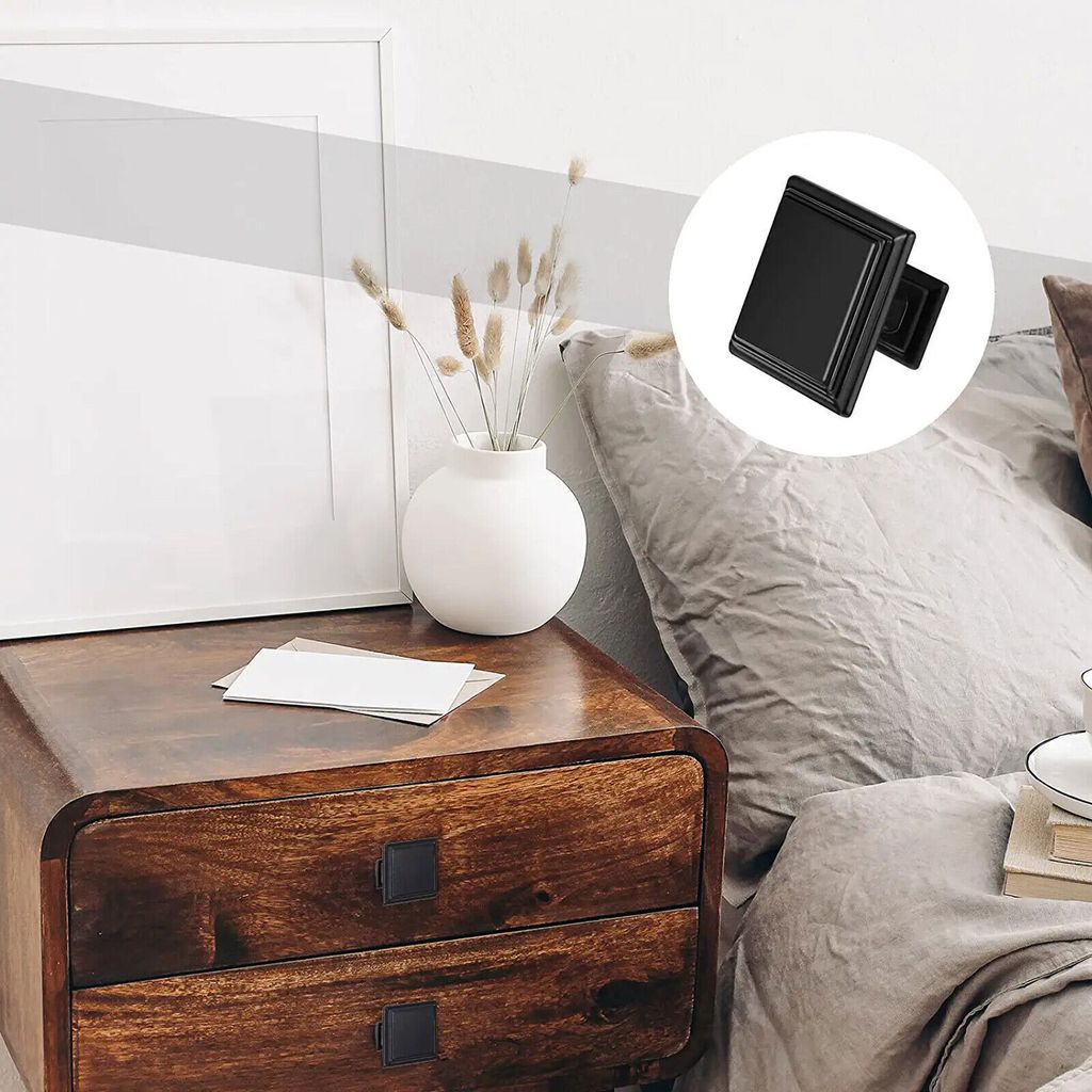10x Möbelknopf eckig Schubladenknopf Schrankknopf schwarz Produktbild 8