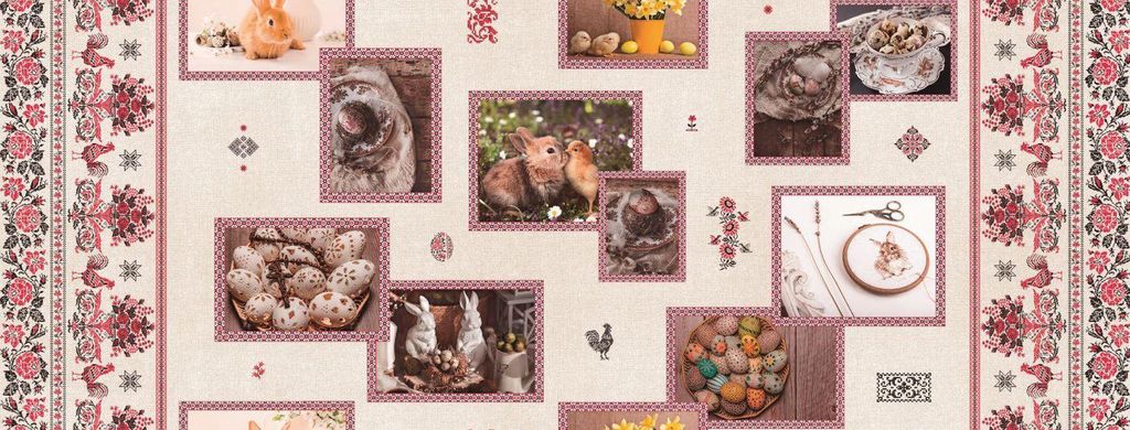 Wachstuch Osterhasen Blumen Ostern abwischbar Wachstuchtischdecke 140 x 300 - 36262 - Ostern Rustikal