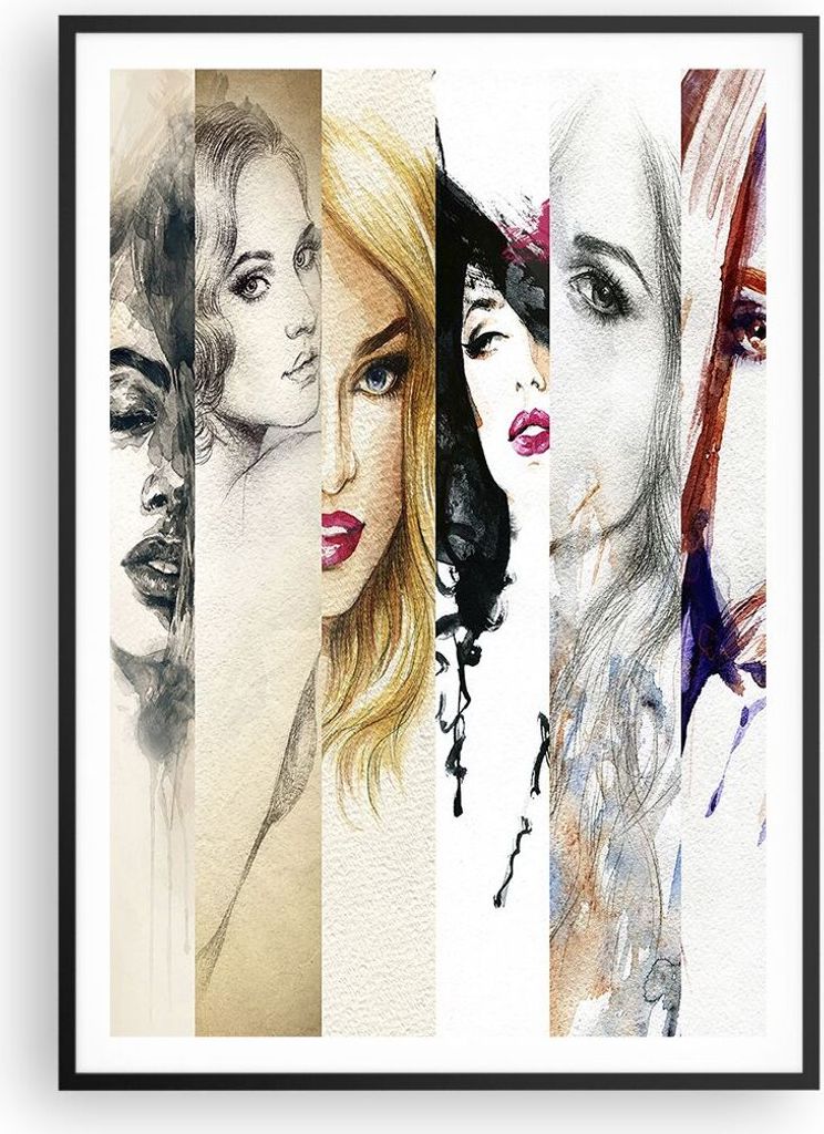 Gerahmtes Poster - Schwarzer Rahmen - Frauen Schönheit Dame Illustration - 70x100 cm - Wand Bild - Wanddeko - Wandbilder - Wandposter - Bilderrahm...