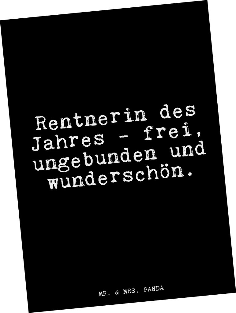 Mr. & Mrs. Panda Postkarte Rentnerin des Jahres -... - Schwarz - Geschenk, Pensionierung, Glizer Spruch Sprüche Weisheiten Zitate Lustig Weisheit ...