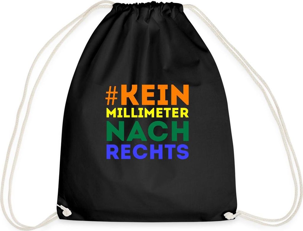 Spreadshirt #Kein Milimeter Nach Rechts Statement Turnbeutel, One size, Schwarz