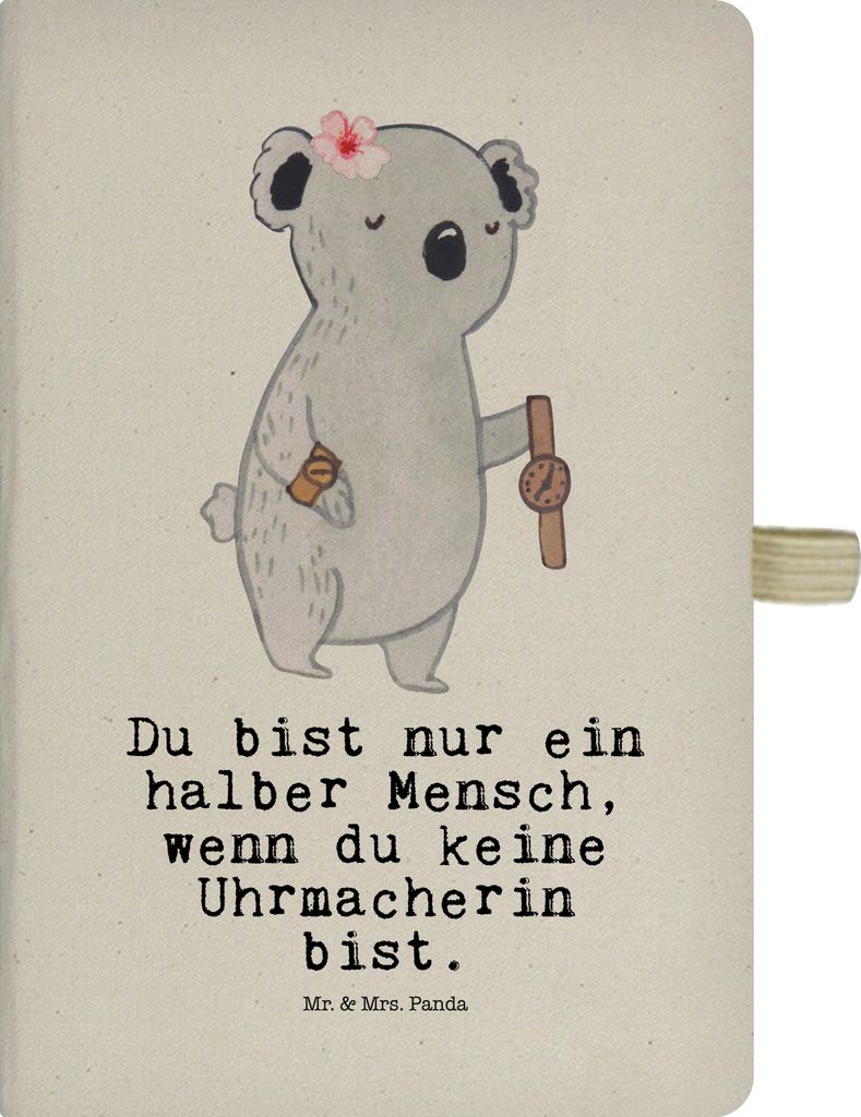 Mr. & Mrs. Panda Tagebuch Uhrmacherin Herz - Transparent - Geschenk, Journal, Notizbuch A5, Skizzenbuch, Kladde