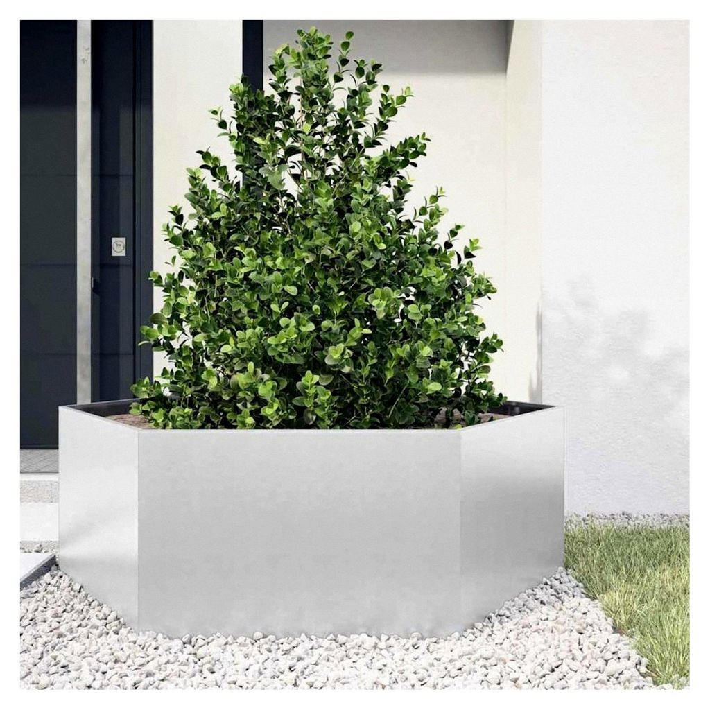 Sechseckiger Pflanzkübel 138x120x45 aus verzinktem Stahl für Blumen, Gartenpflanzer für Balkon, Terrasse und Innen- sowie Außenbereich