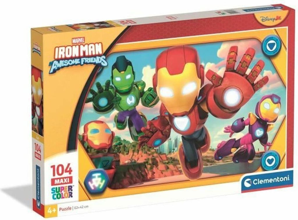 Puzzle Clementoni Maxi - Iron Man and his awesome friends 62 x 42 cm 104 Stücke