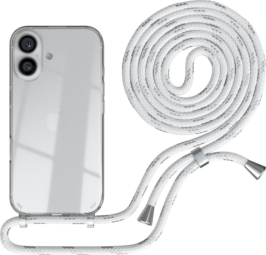 EAZY CASE Handykette mit Hülle für Apple iPhone 16 Backcover Handykette, zum Umhängen in Weiß