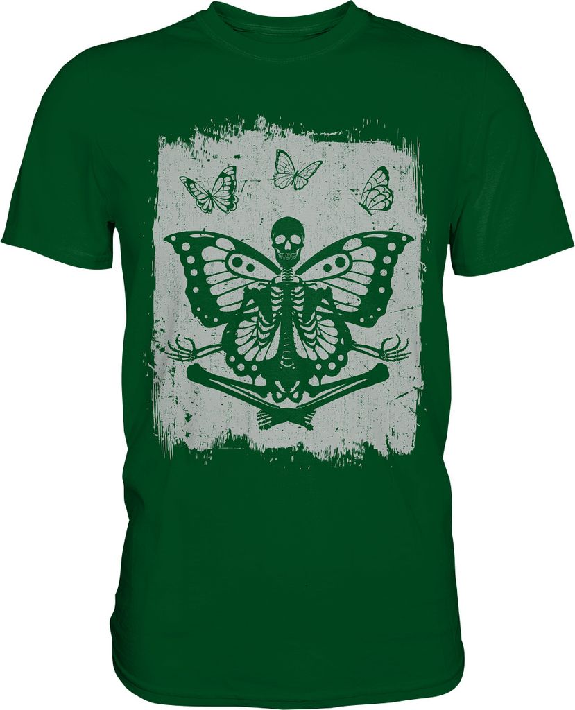 Skelett Schmetterling Insekten T-Shirt – Bottle Green / XL Produktbild 