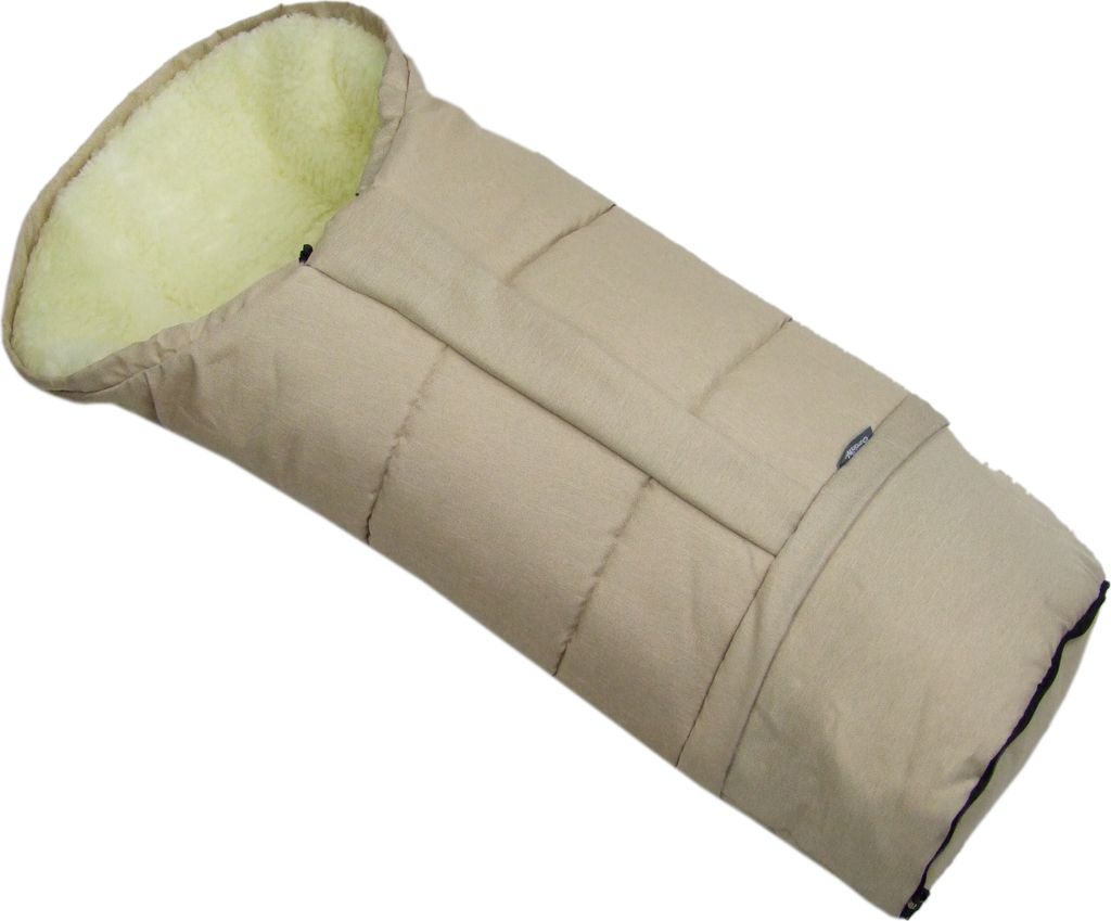 BAMBINIWELT Winterfusssack in Mumienform für Kinderwagen, Jogger, Buggy oder Schlitten, aus Wolle, Größe anpassbar, MUMIE MELIERT BEIGE