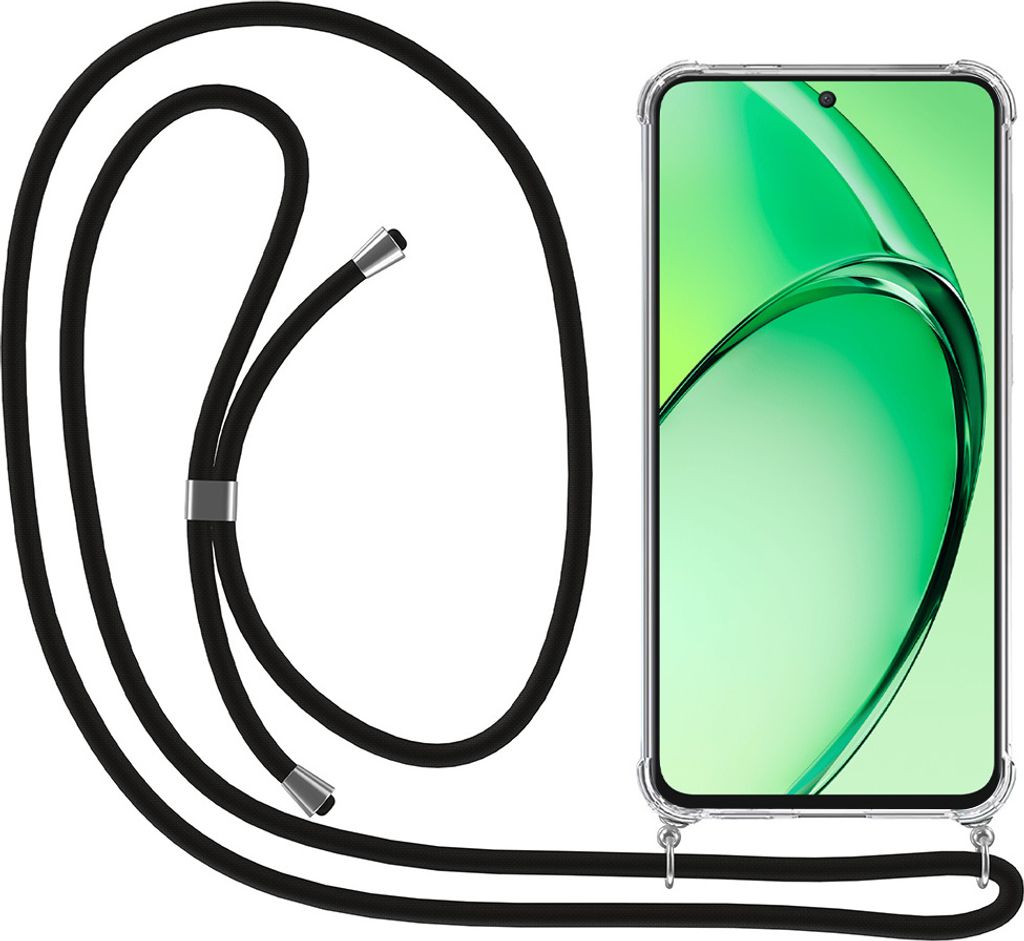 Smartphonica Telefon Fall geeignet für Oppo K12X mit Kabel und Bumper - Fall mit Telefonkabel - TPU Backcover Fall stoßfest mit Lanyard - Transpa...