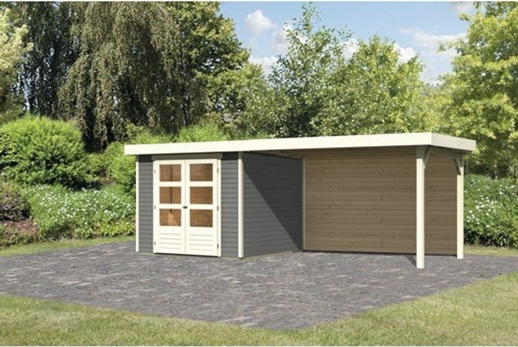 Gartenhaus Karibu Kodiak 3,5 inkl. Anbaudach 2,8 m, Produktbild 
