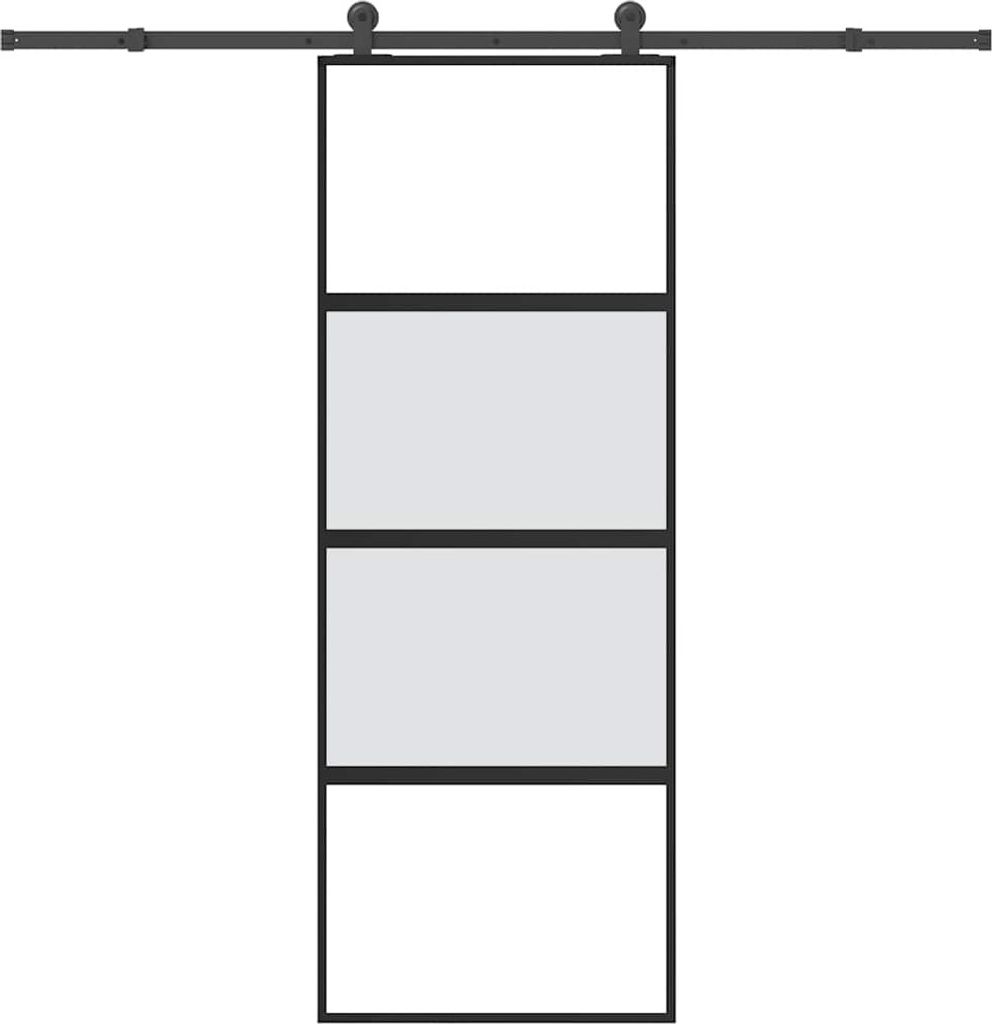 Schiebetür mit Beschlag 76x205 cm Hartglas & Aluminium