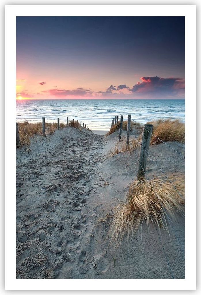 Poster - Poster ohne Rahmen - Strand Sand Spaziergang - 61x91,5 cm - Wand Bild - Wanddeko - Wandbilder - Kunstposter - Wandposter - Bilder - Kunstd...