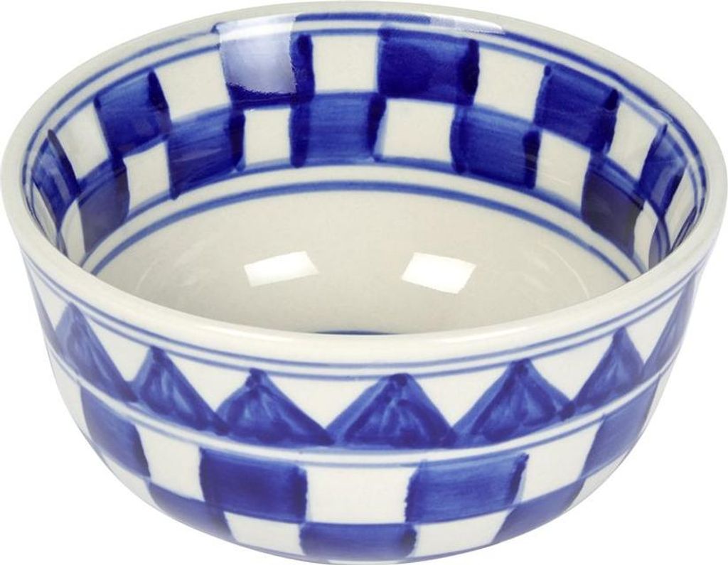 Küchenkaro Bowl Keramik creme/blau, D13 cm, H 7 cm Produktbild 