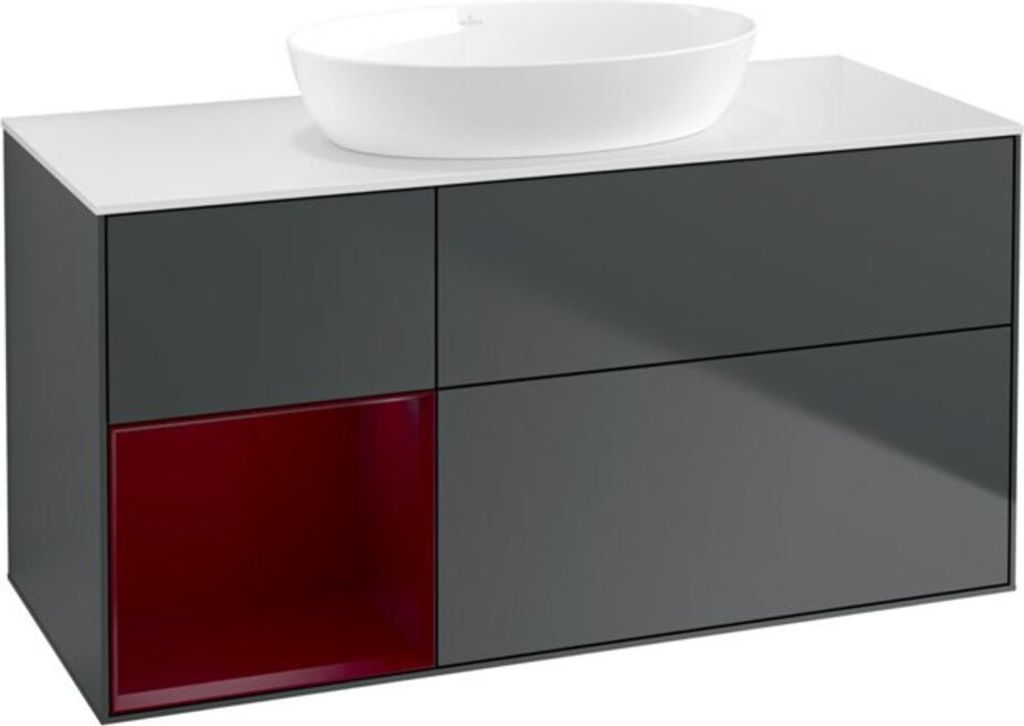 V&B Waschtischunterschrank Wandbeleuchtung Finion 120cm, Pl w m, Rg Peo m La, md bl. m Lac