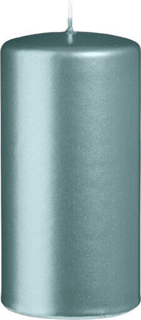 Stumpenkerzen Metallic Matt Stahlblau 120 x Ø 60 mm, 12 Stück
