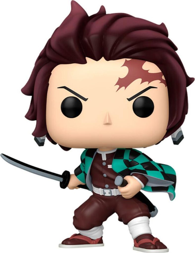 A Funko Pop! figure of Tanjiro Kamado from Demon Slayer.