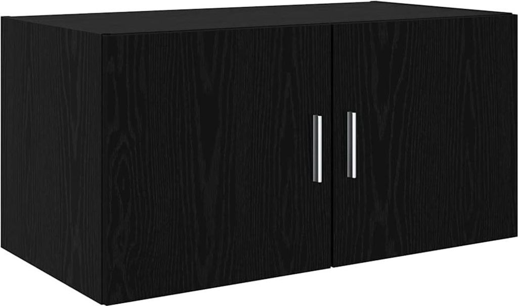 Wandschrank Wandmontiert Schwarz Eichen-Optik 80 x 42,5 x 40 cm