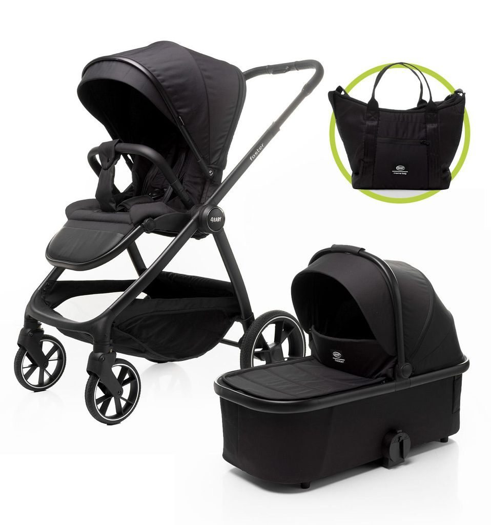 4Baby | Kočík - Kombinovaný kočík 2 v 1 - Čierny - Obrázok produktu 
