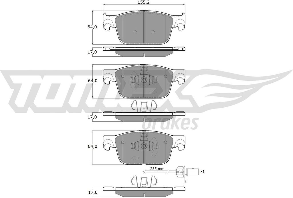 TOMEX brakes Bremsbeläge Satz Vorne Bremsklötze für AUDI A4 Produktbild 