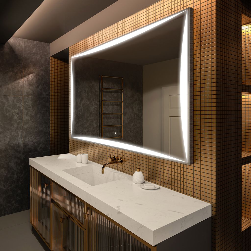 Artforma Badspiegel 140x60 cm - mit LED Beleuchtung - LED Farbe Kaltweiß 7000K - Individuell Nach Maß - Beleuchtet Wandspiegel Lichtspiegel Badez...