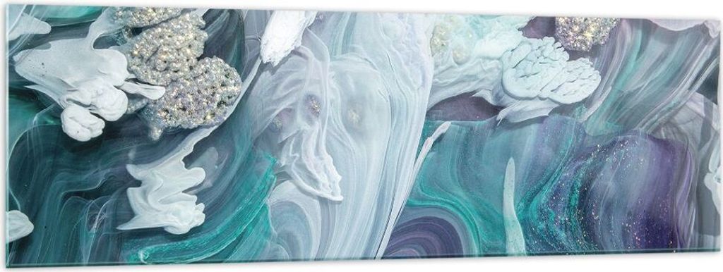 Bilder auf glas - Einteilig - Abstraktion dreidimensional blau - 160x50cm - Glasbilder - Wandbilder - Bilder - Wanddekoration aus Glas - Glas Bilde...
