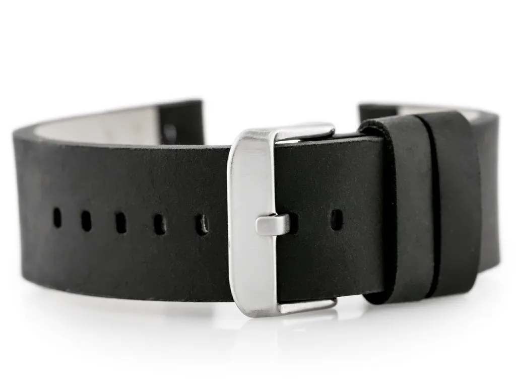 Cintura in pelle per orologio W39 - Nero/Bianco 20mm