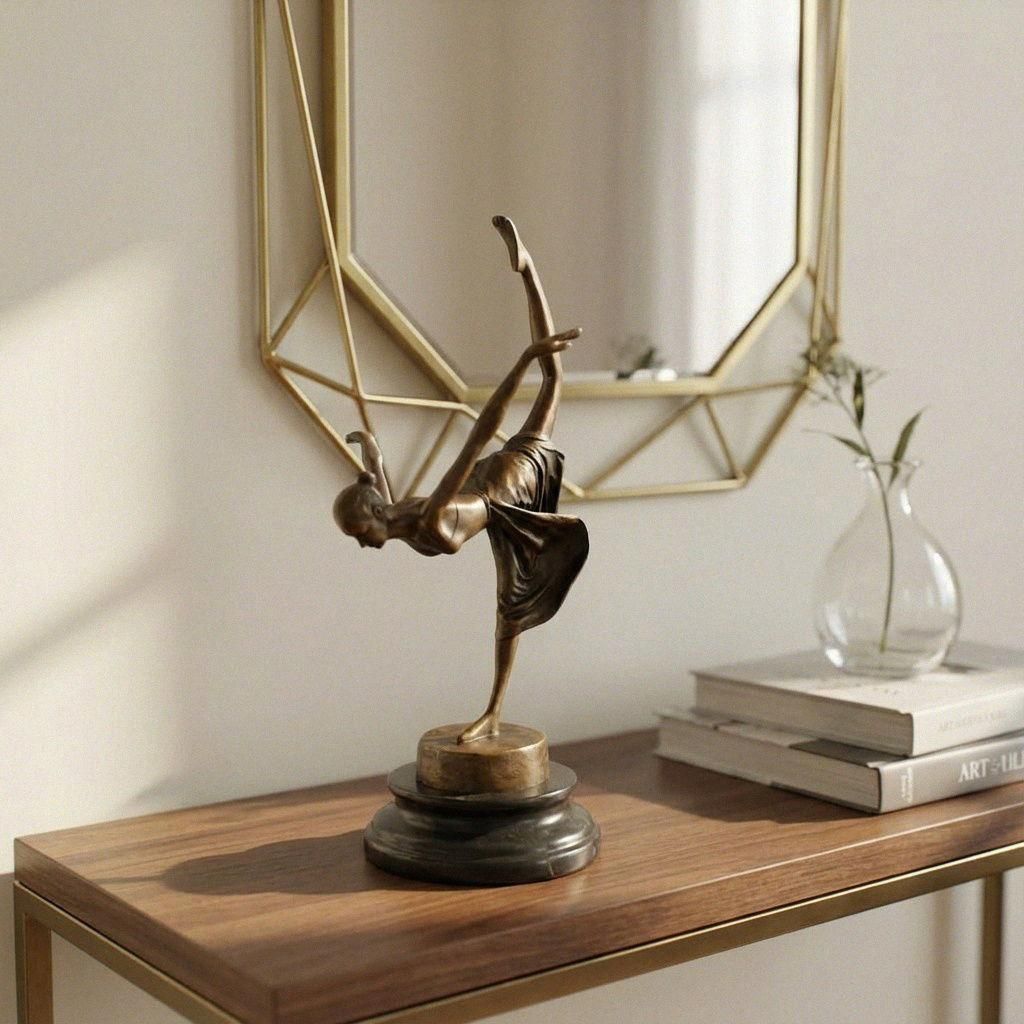Bronzefigur Tänzerin, patiniert, Art-Déco, hochwertig, H.33 cm
