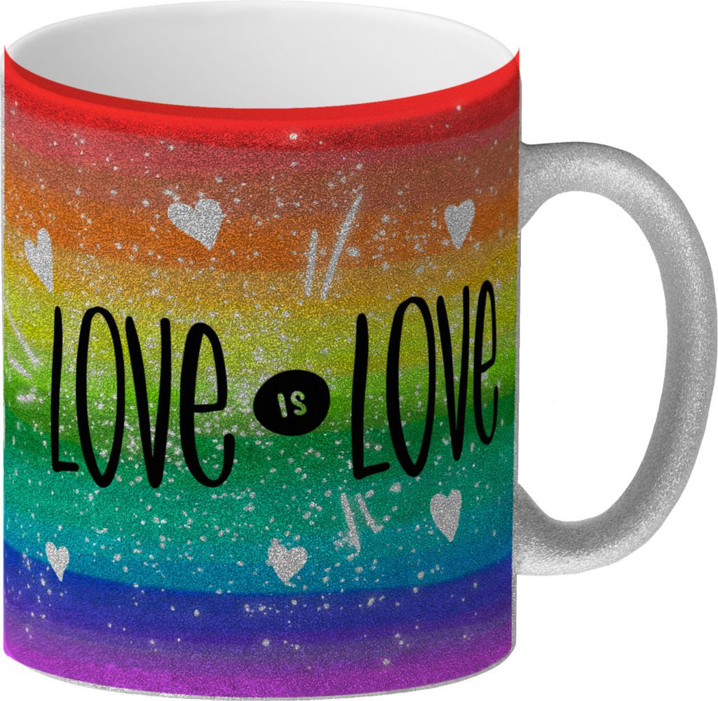 Love is Love Glitzer-Glitzer-Kaffeebecher Produktbild 