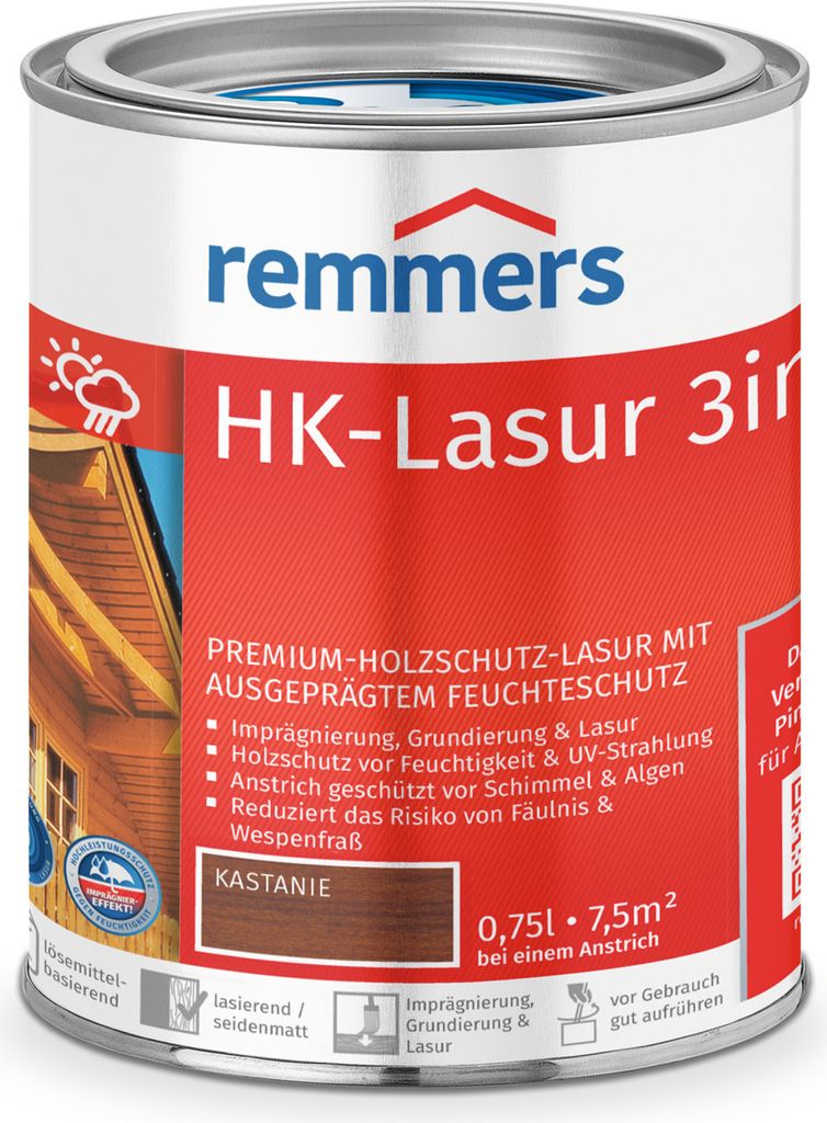 Remmers HK-Lasur 3in1 kastanie (RC-555) 0,75 l, Holzlasur aussen