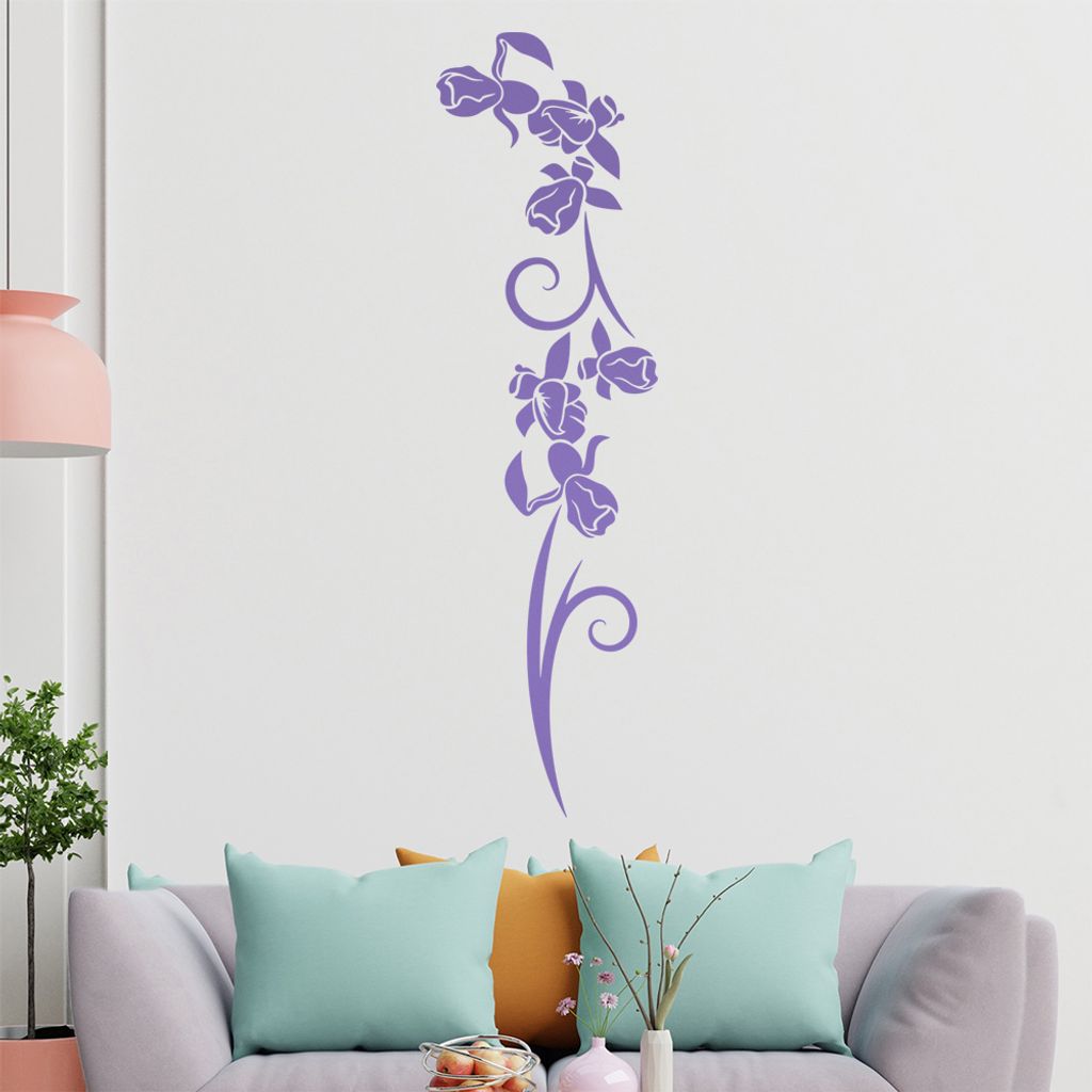 Blumen - Linien Wandtattoo in 6 Größen - Wandaufkleber Wall Sticker - Dekoration, Küche, Wohnzimmer, Schlafzimmer, Badezimmer