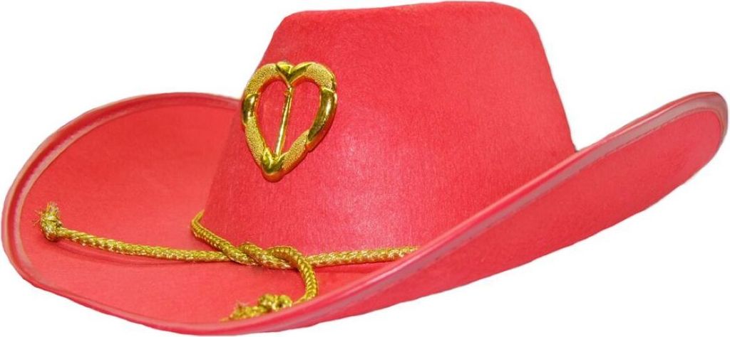 Cowboyhut mit goldenem Herz und Kordel für Damen - Rot Produktbild 