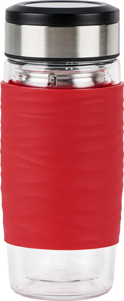 Emsa Tea Mug N2080400 Rossa 0,4L - Mug Termica Vetro Doppia Parete