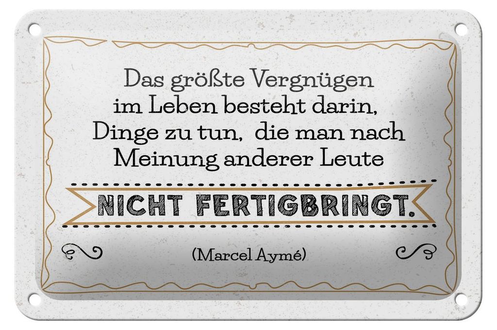 Blechschild Spruch 12x18 cm Vergnügen Dinge zu tun, die nach Meinung anderer