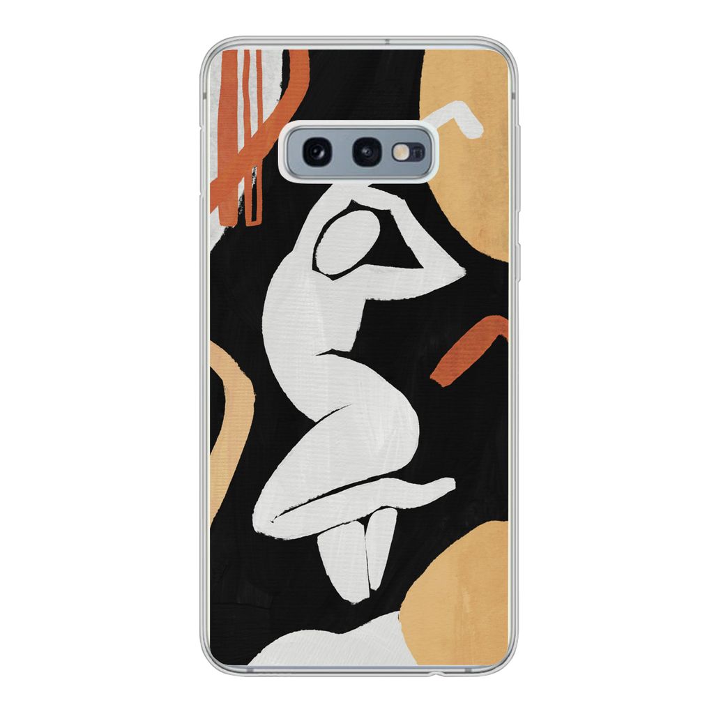 MuchoWow Handyhülle Schutzhülle Hülle für Samsung Galaxy S10e Frau - Silhouette - Grau Silikon Softcase Handy Hülle - Handy