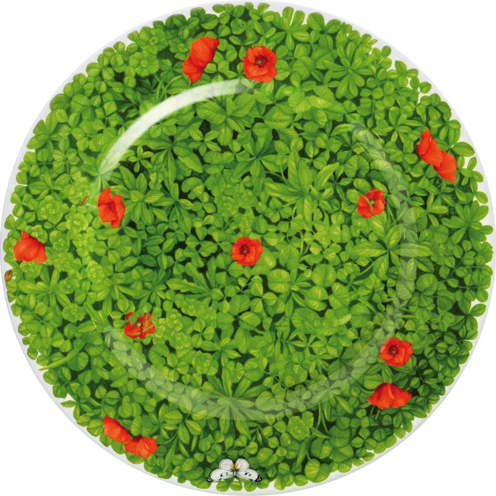 Taitù Prati Italiani - Piatto piano 31 cm, fiore rosso
