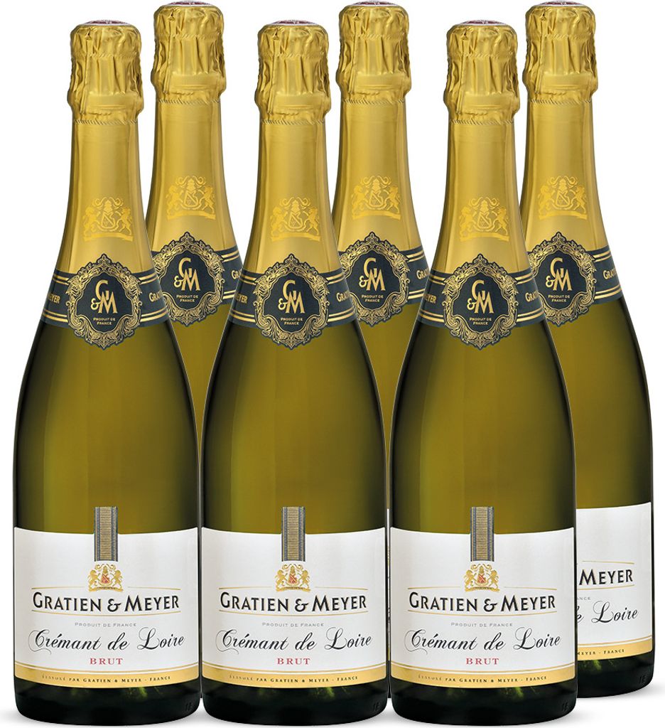 Gratien & Meyer Crémant de Loire A.O.C Brut (6x0,75l) Edler französischer Schaumwein - Cremant auf Champagner Niveau - Frisch fruchtig, Tradition...
