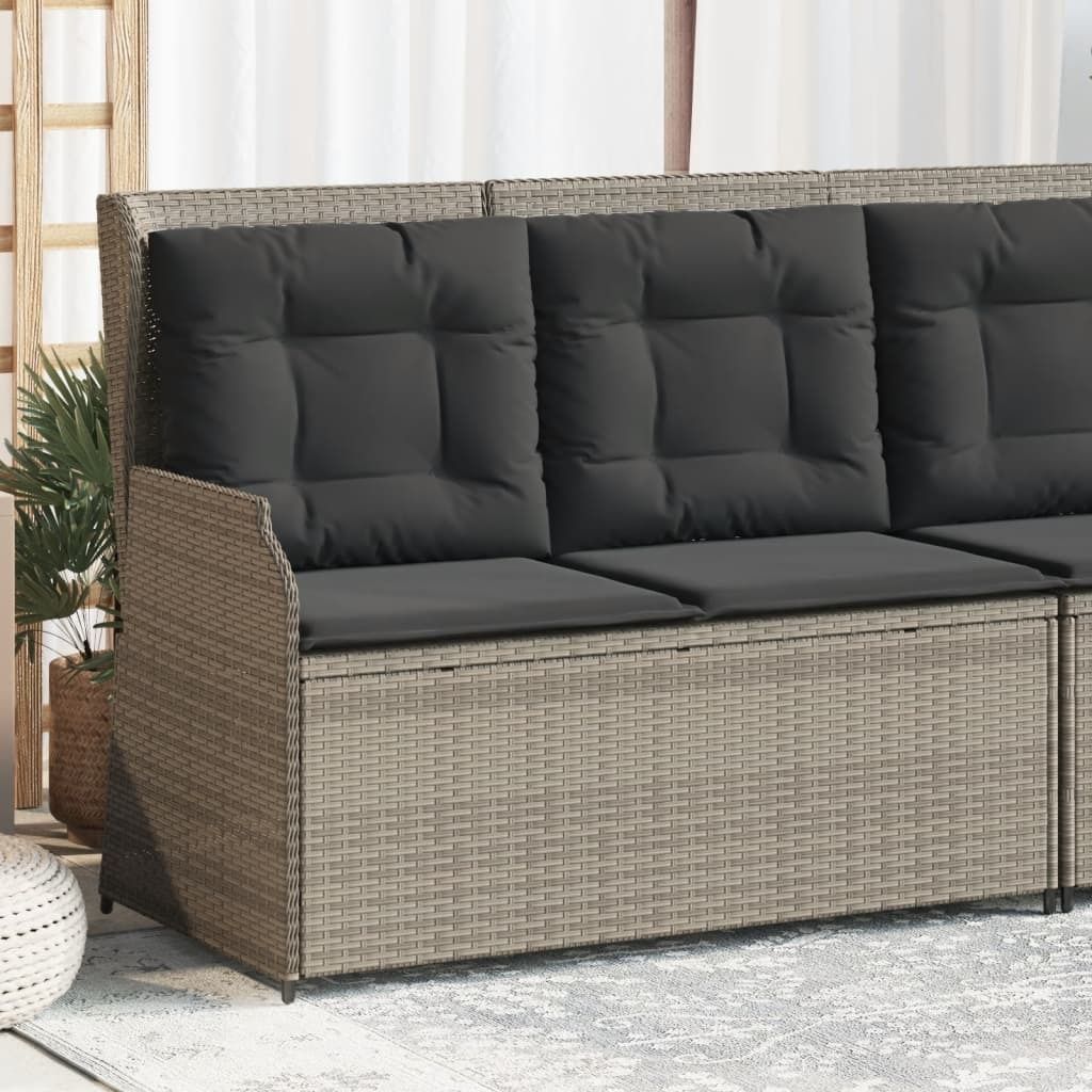 Maison Exclusive - Gartenbank Verstellbar mit Kissen Hellgrau Poly Rattan