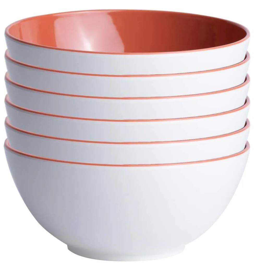 Insalata Muesli Zuppa Frutta Ciotola piccola, 15 cm, rotonda - Harmony Coral, Edizione estiva Set di 6